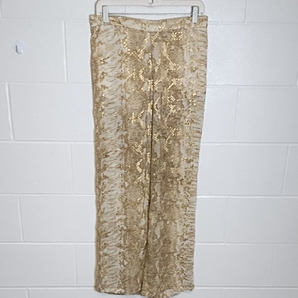 Solitaire Swim Cream & Gold Sheer Animal Print Pool Party Cruise Pants - Picture 13 of 13